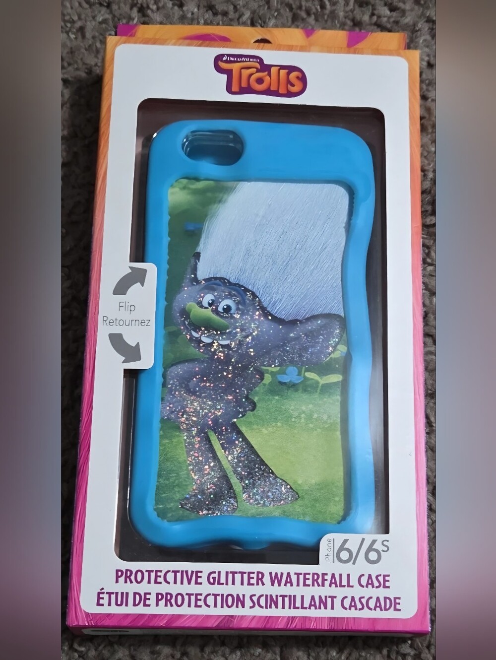 NWT DreamWorks Trolls Movie iPhone 6 / 6s Glitter Waterfall Case Guy Diamond